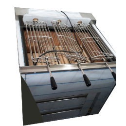 Churrasqueira a carvao aço inox rotativa c/3 grelhas 900*900*900
