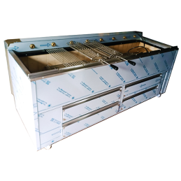 Churrasqueira a carvao aço inox rotativa c/5 grelhas 1500*900*900