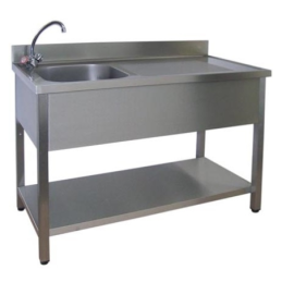 Bancada aço inox AISI304 18/8  esmerilada 1500*600*900 T1 c/pio 33*33