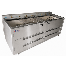 Churrasqueira a carvao aço inox rotativa c/5 grelhas 1500*900*900