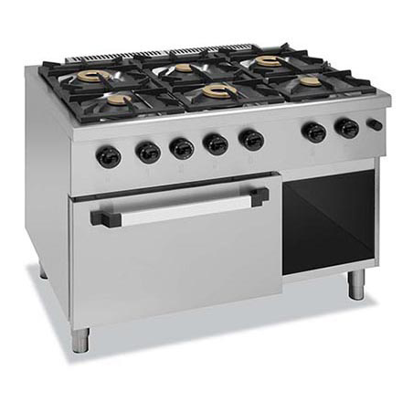 Fogão magnus gas c/6 queimadores c/forno gn2/1 e armario lateral linha 700